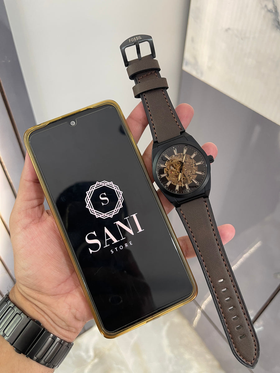 Fossil Automatic leather Stylish Black Chronograph Wristwatch – Sani Stores